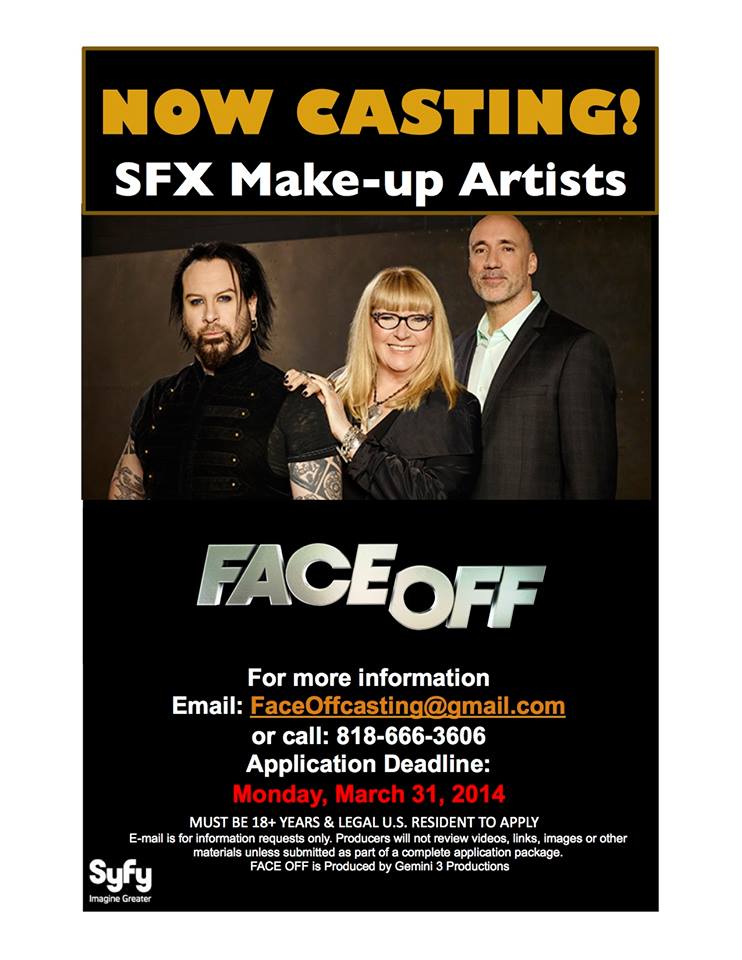 SyFy face Off Casting SFX artists