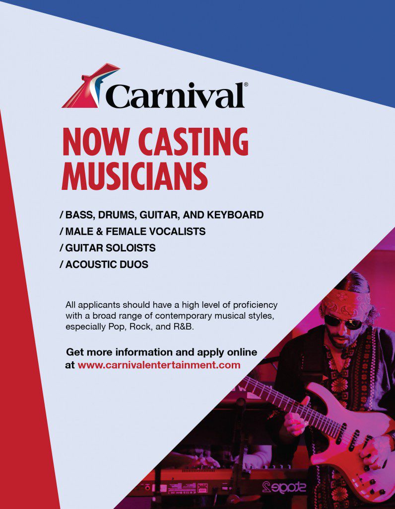 Carnival Cruises holding auditions for musicians