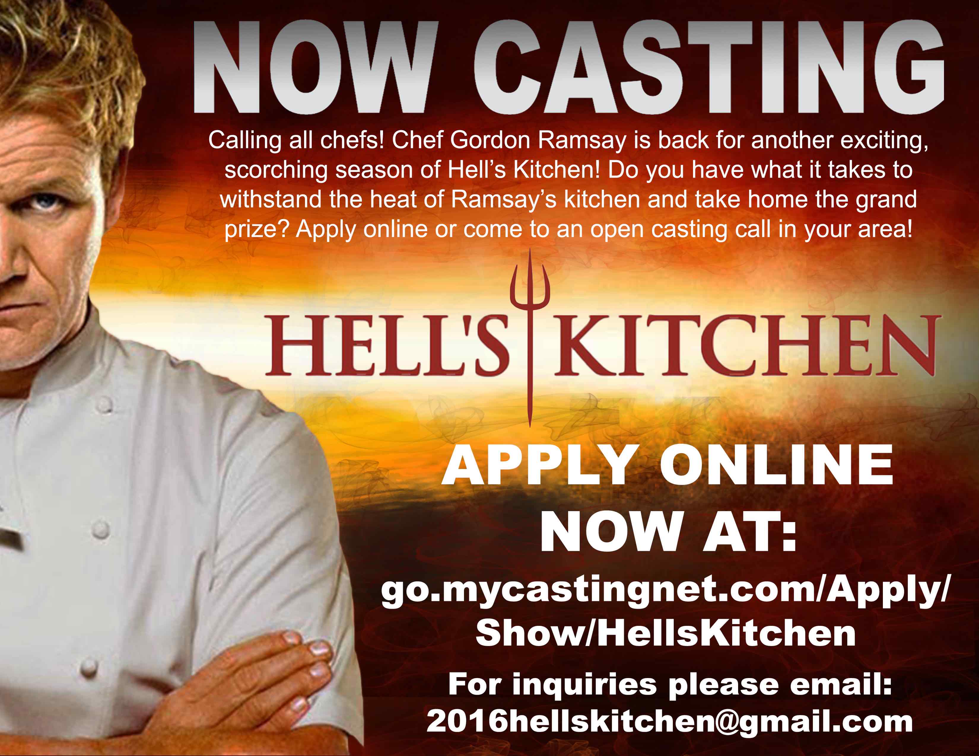 Online Casting Call For Hells Kitchen 2017 Season Auditions Free