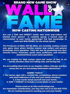 Wall of Fame casting Call