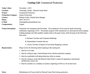 Alaska Casting Call