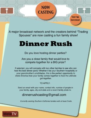 Reality Show “Dinner Rush” Casting Families