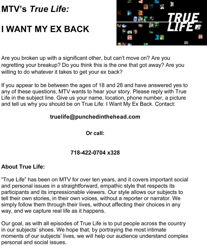 MTV True life casting 2014