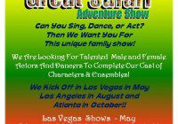 Audition flyer for "Great Safari Adventure"
