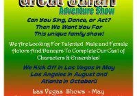 Audition flyer for "Great Safari Adventure"