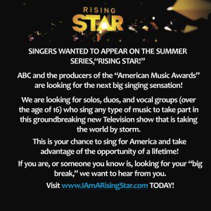 Rising Star audition flyer