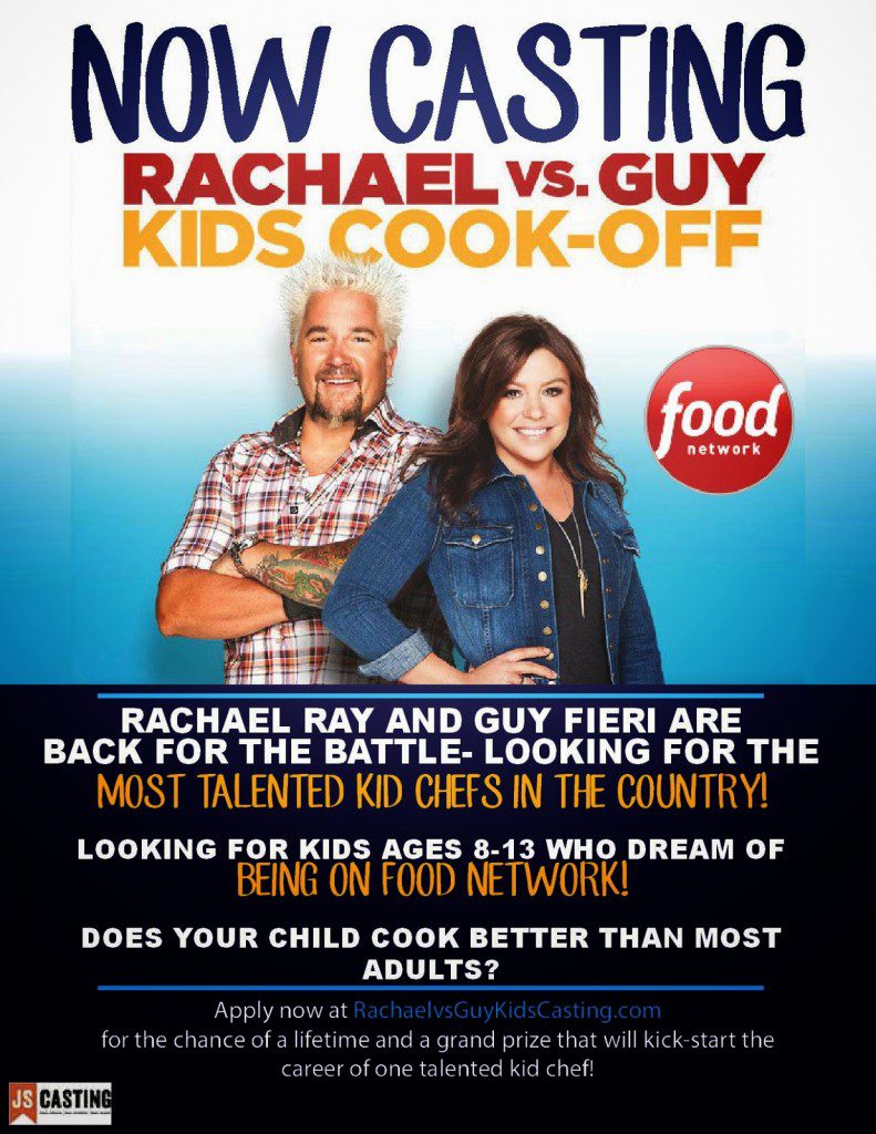 Rachel Vs Guy Kids Cook Off casting flyer