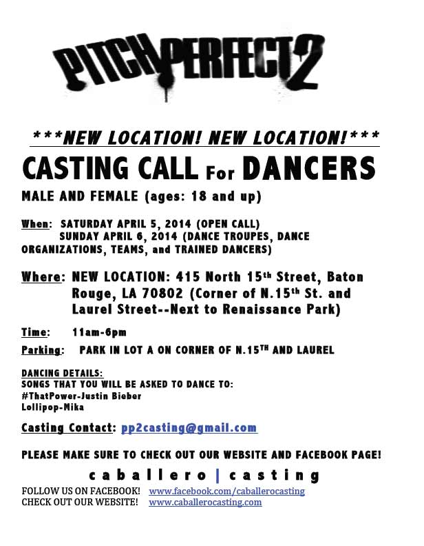 Casting Call flyer for Pitch Perfect 2