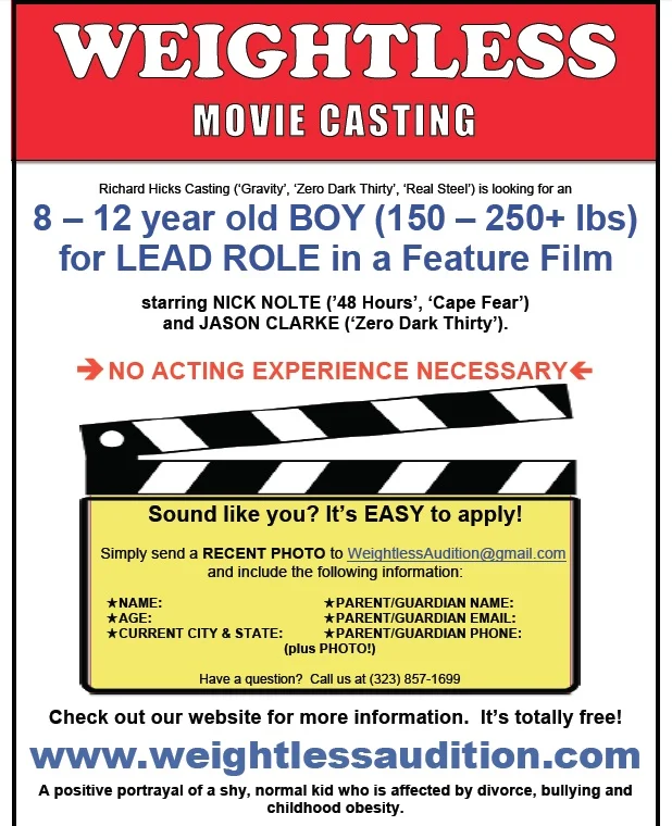 "Weightless" Casting flyer