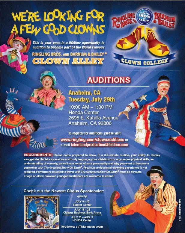 Auditions for Ringling Bros Circus coming to Orange County