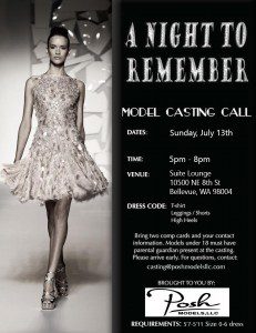 model casting call in Seattle / Bellevue Washington