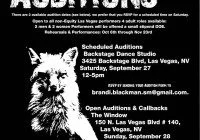 Auditions flyer for Foxfinder in Las Vegas
