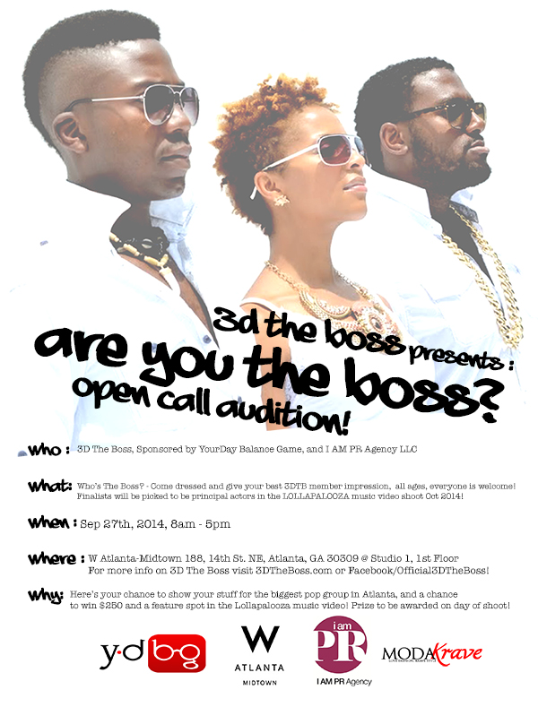 Auditions for Music Video in Atlanta for 3D The Boss