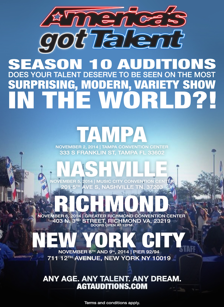 AGT auditions / try outs 2015 flyer