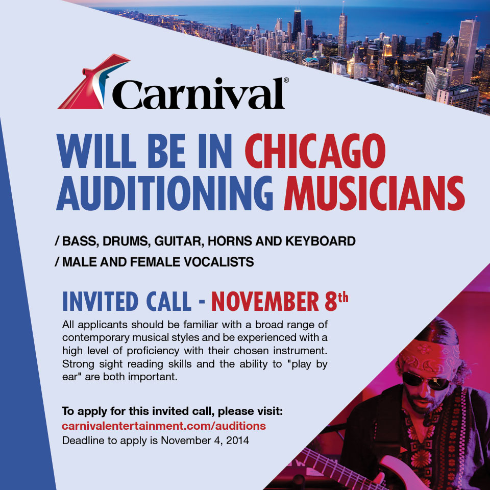 Carnival cruises auditions for musicians in Chicago