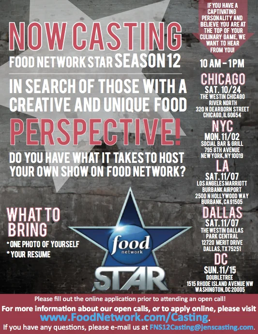 Food Network Star 12 open calls