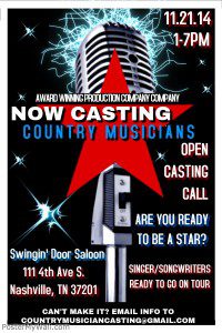 Read more about the article Country Singers Wanted in Nashville, TN for a Reality Show