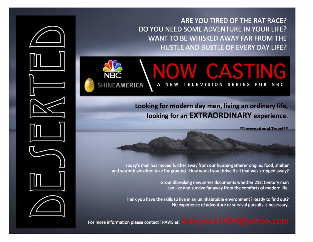 NBC Deserted casting call