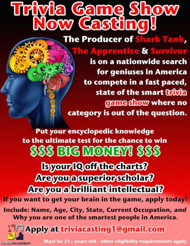 Trivia game Auditions Free