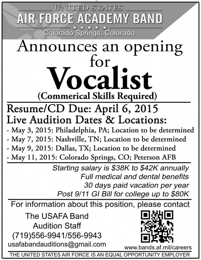 Vocalist auditions for US air force academy band