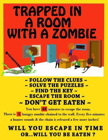 Trapped in a room with a zombie poster