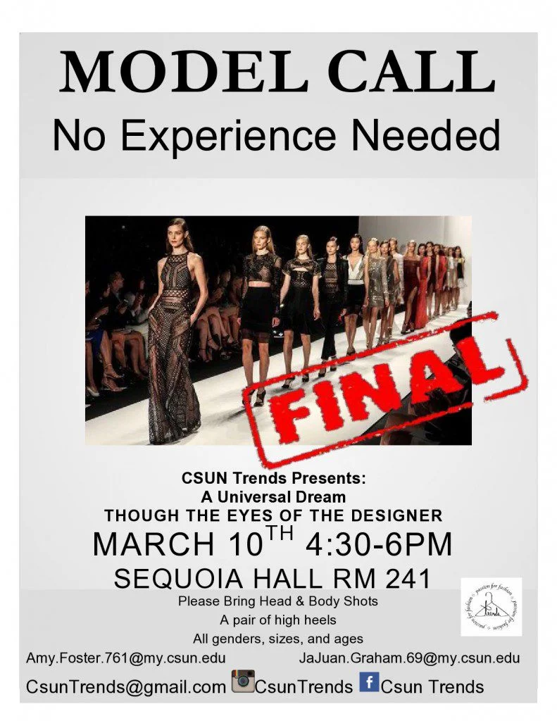 model call in Northridge, CA for fashion show
