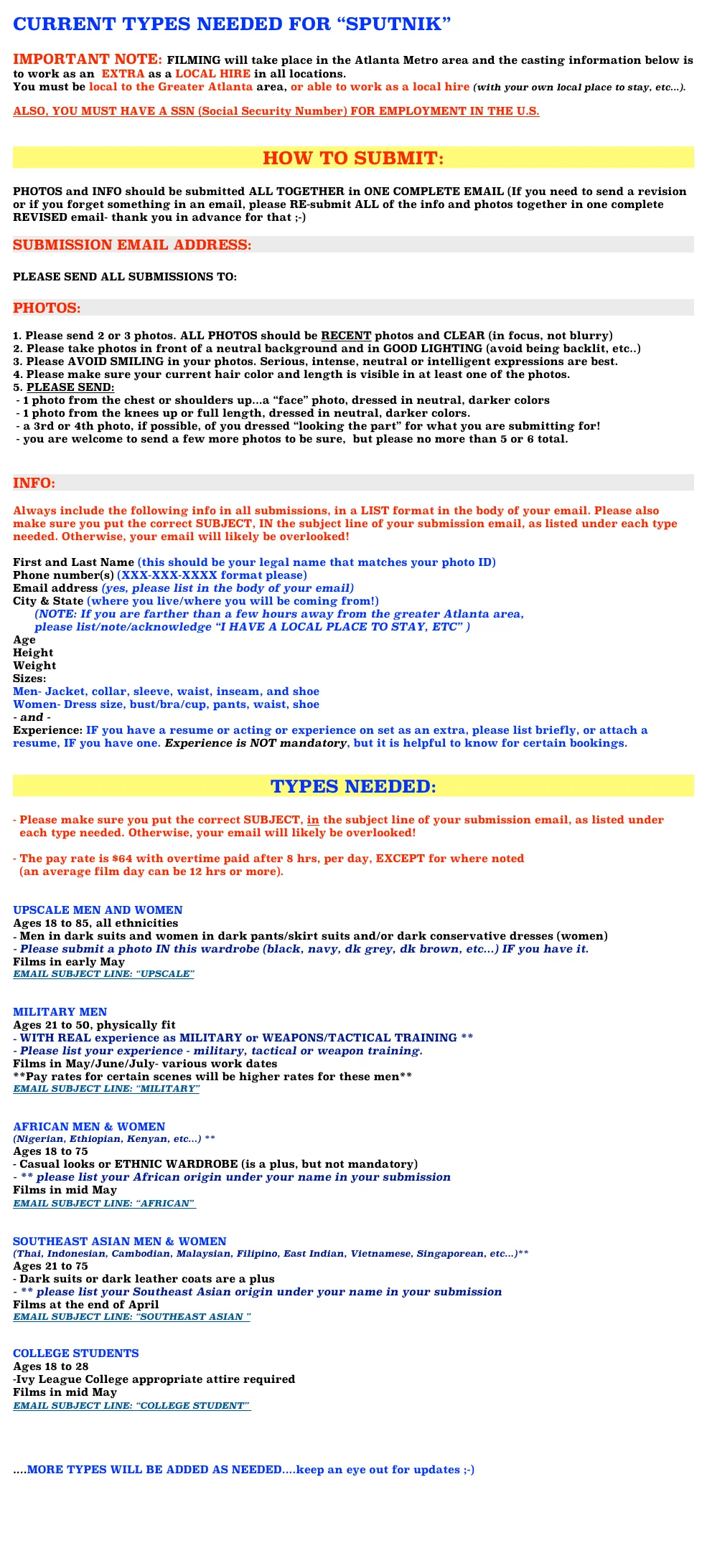 casting call for Captain America 3 Civil War