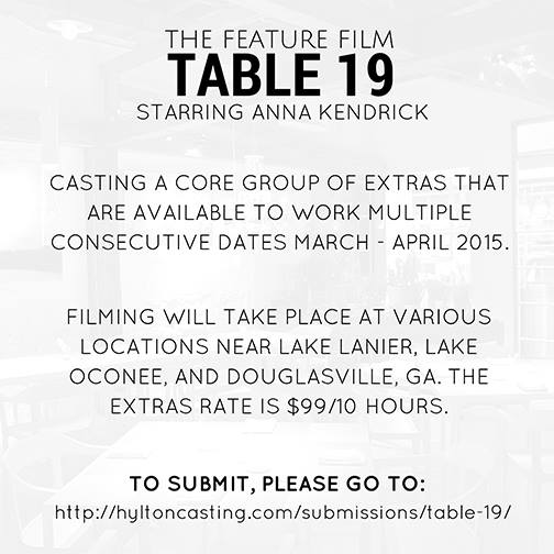 casting Call for Anna Kendrick Movie "Table 19"