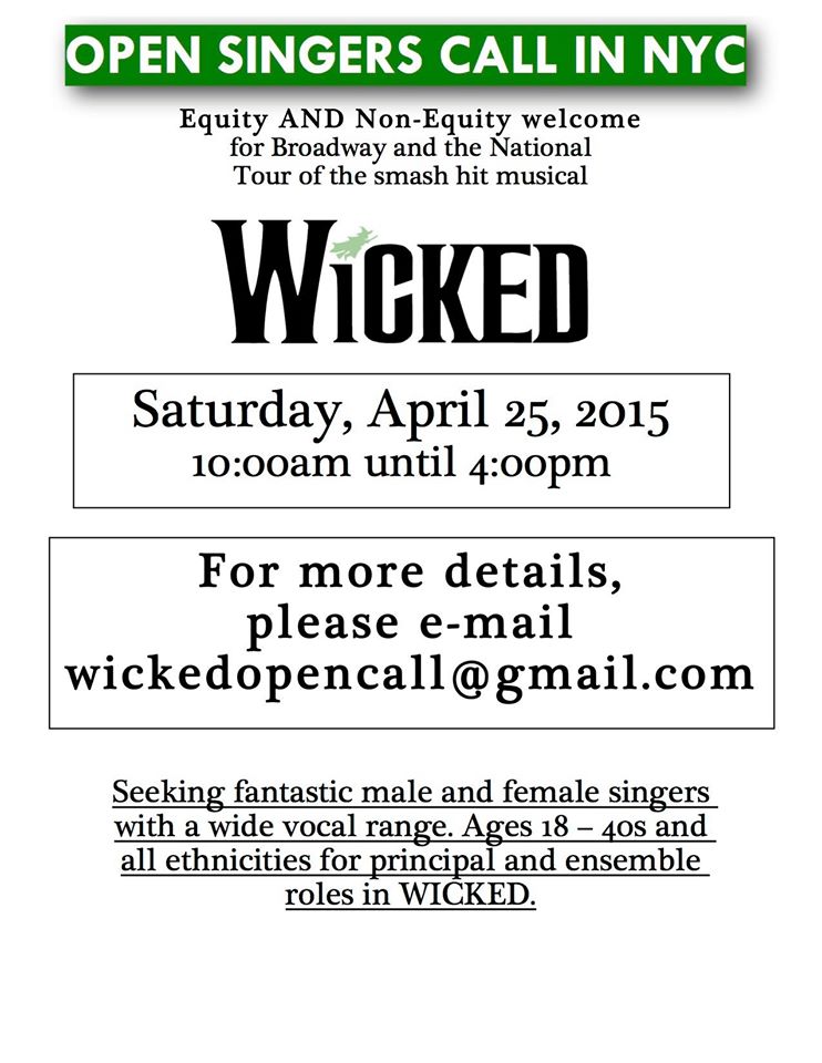 open auditions for "Wicked"