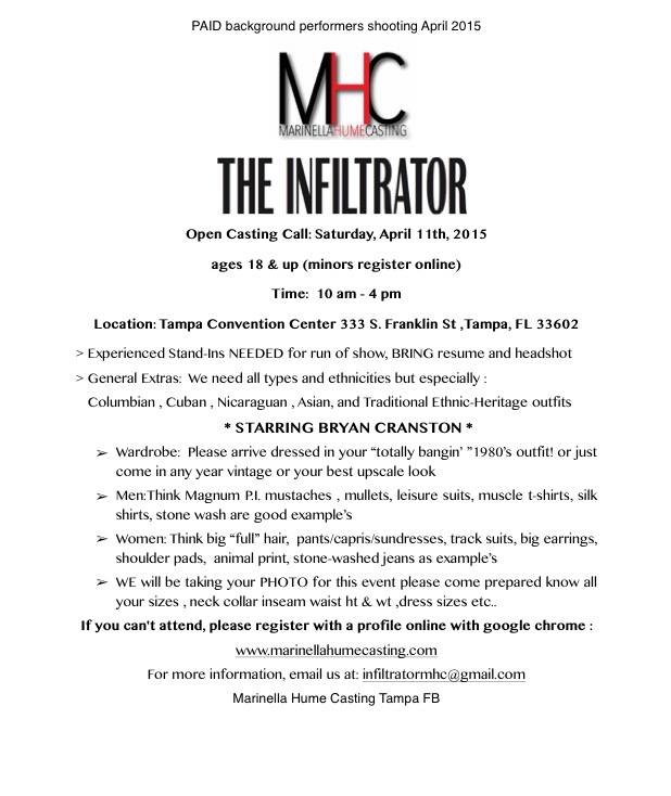 casting call flyer "The Infiltrator"