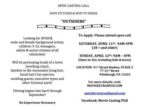 open casting call in PA for kids, teens and adults