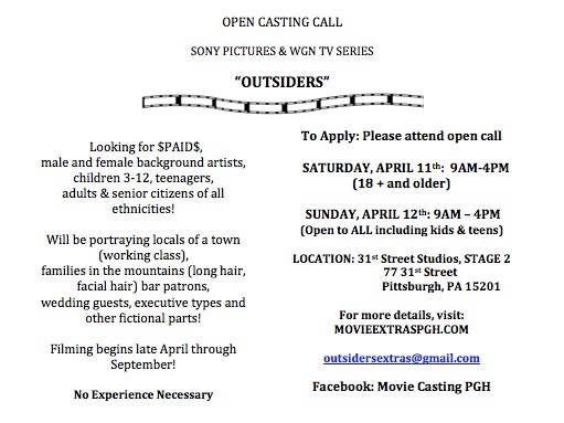 open casting call in PA for kids, teens and adults