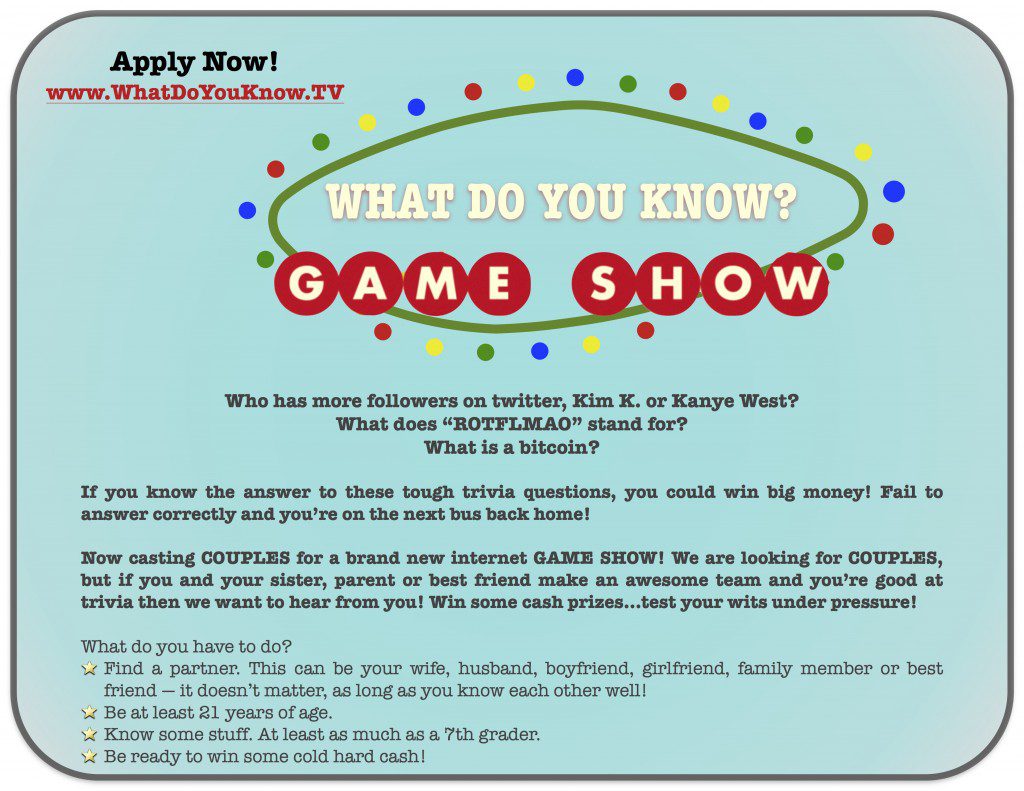 game show casting flyer