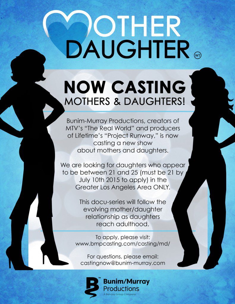 mother daughter casting for docu-series in L.A. - flier