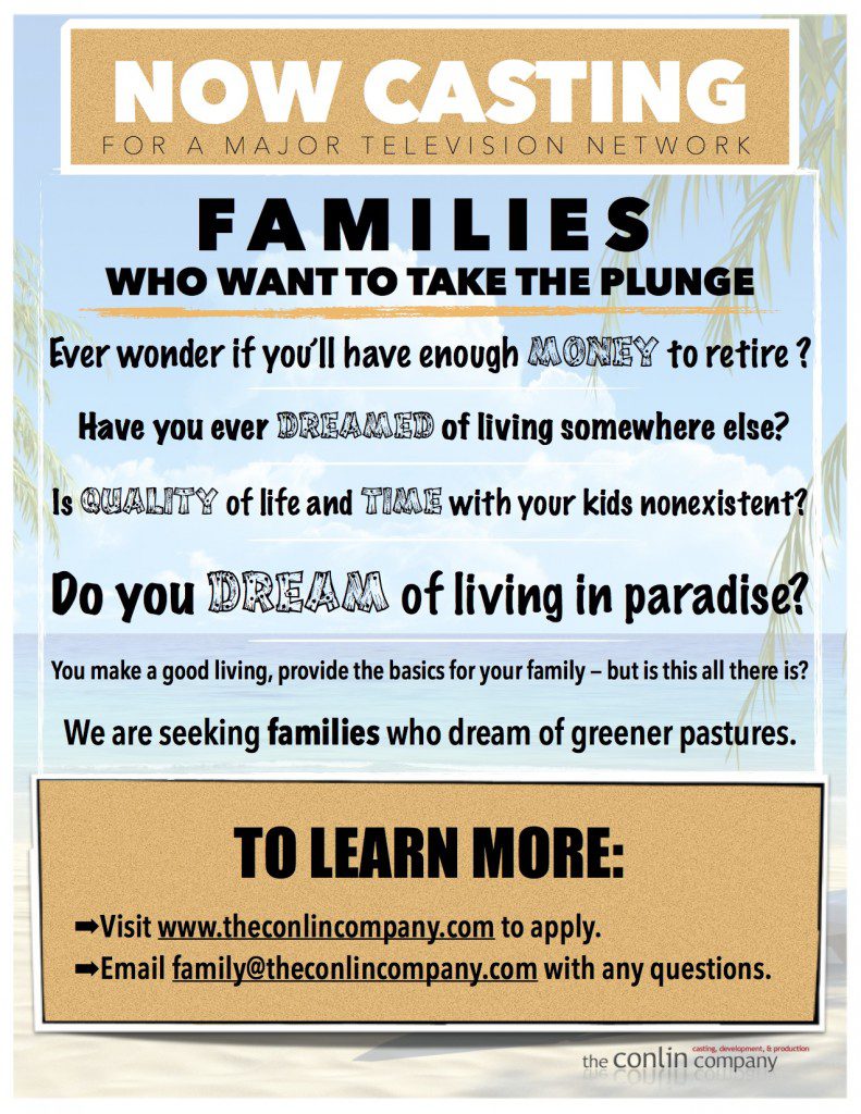 Living in Paradise casting flyer