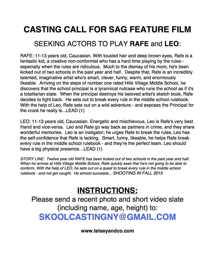 Rafe and Leo auditions for "Middle School" movie