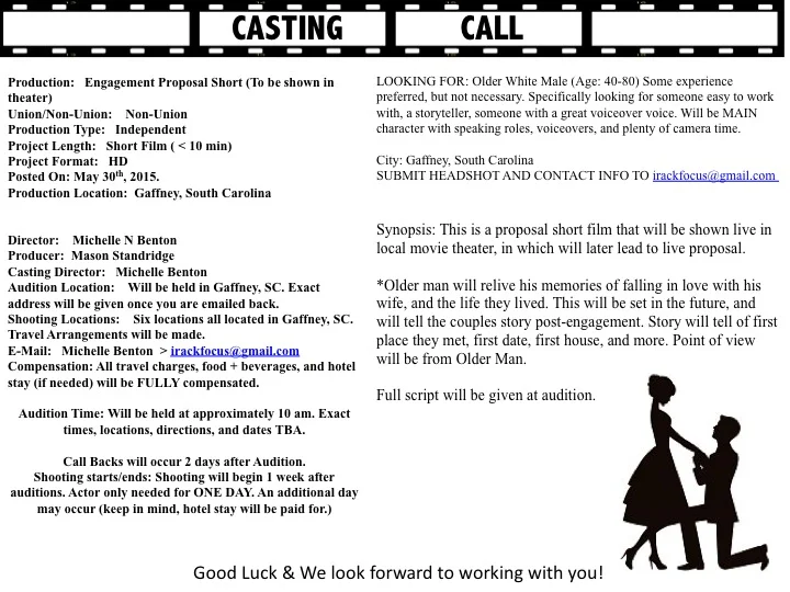 short film 'The Proposal", Greenville