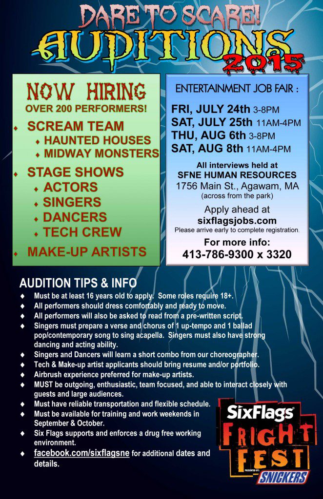 six flags new England auditions