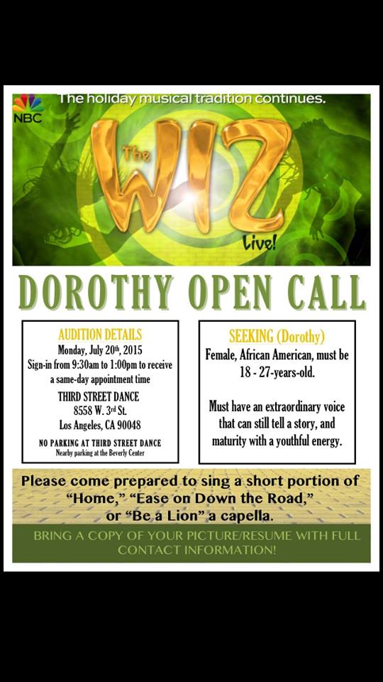 Auditions for NBC The Wiz in L.A.