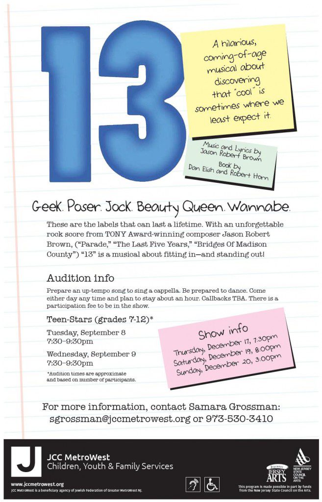 teen auditions in New Jersey for 13 the musical
