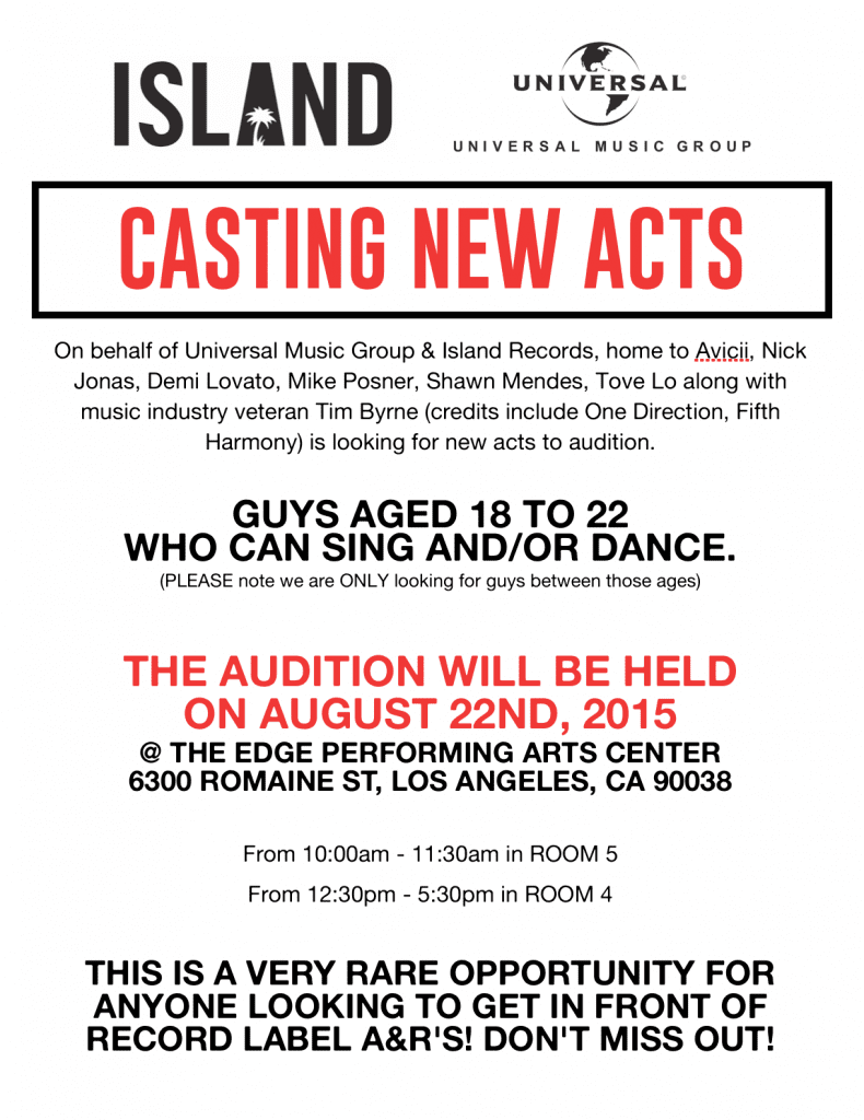 Open auditions for new music acts