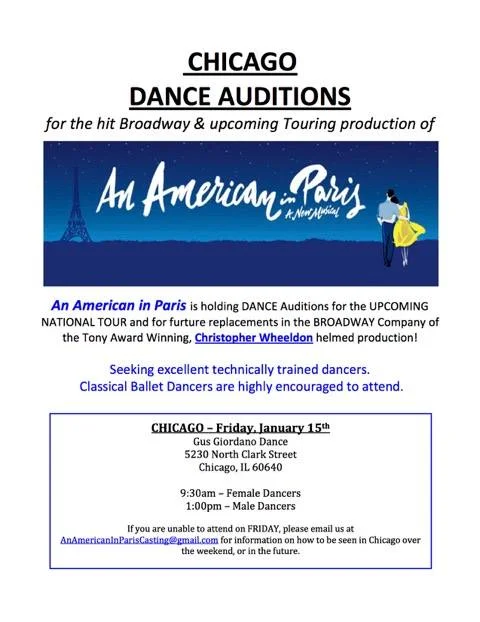 Open dancer auditions for Broadway show 'An American in Paris"