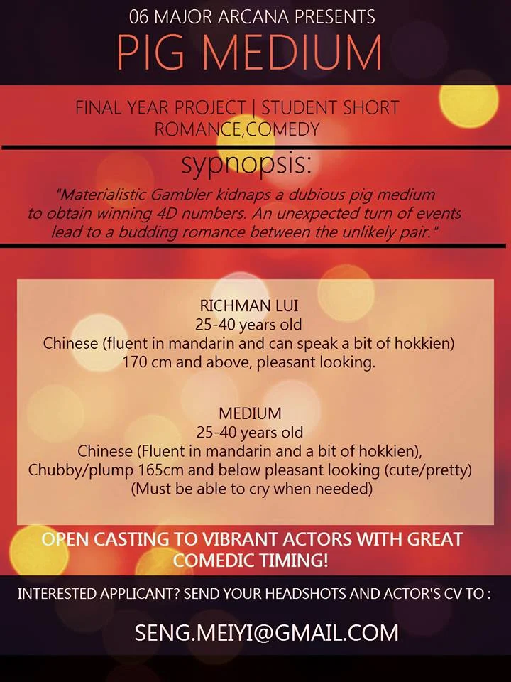 Singapore casting call flyer
