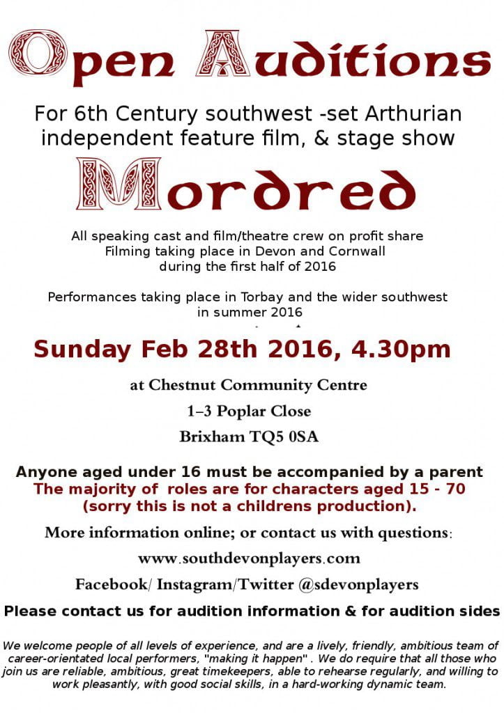 Mordred Devon England UK theater auditions