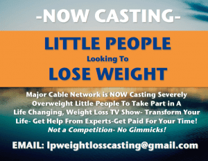 Reality TV Series Casting Little People Nationwide Looking To Lose a Pounds in 2016