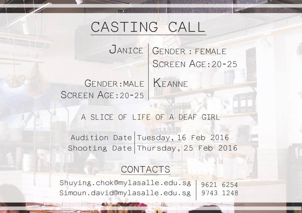 Singapore film auditions