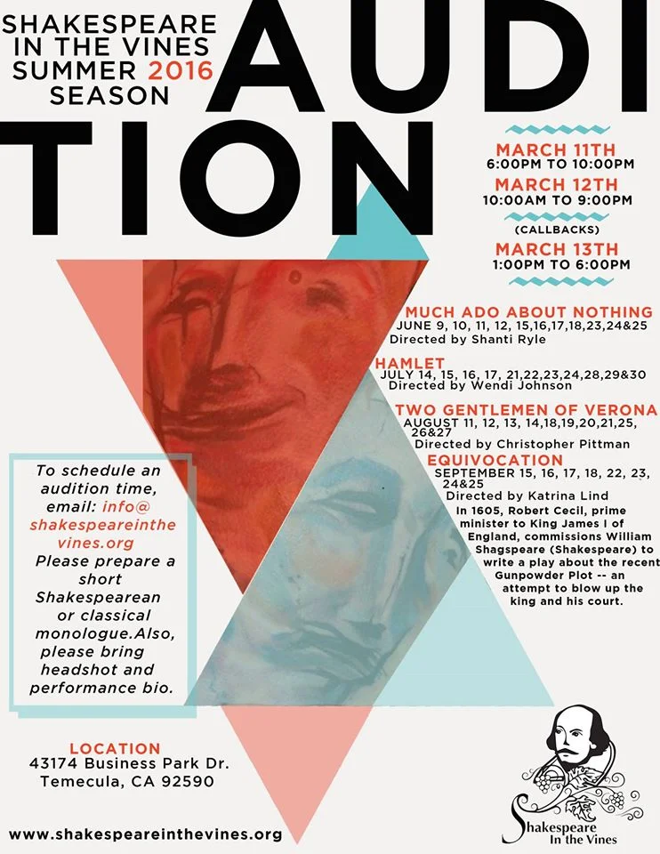 Shakespeare in the Vines, Inland Empire auditions