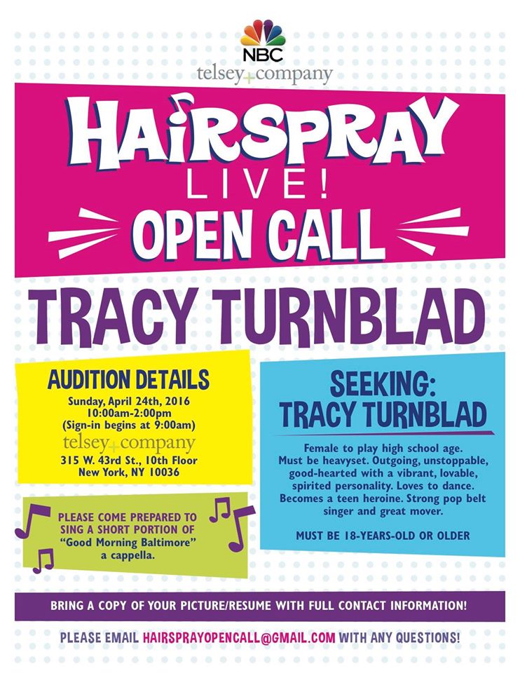 Open auditions for NBC Hairspray Live