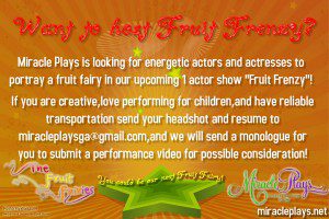 Read more about the article “Fruit Frenzy” Interactive Show Casting Performers in Atlanta