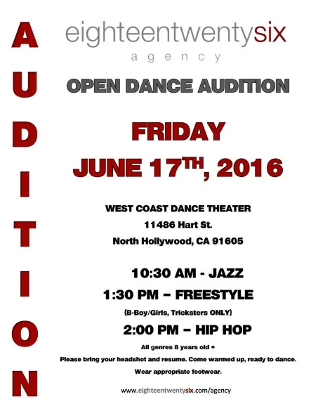 Audition flyer L.A.